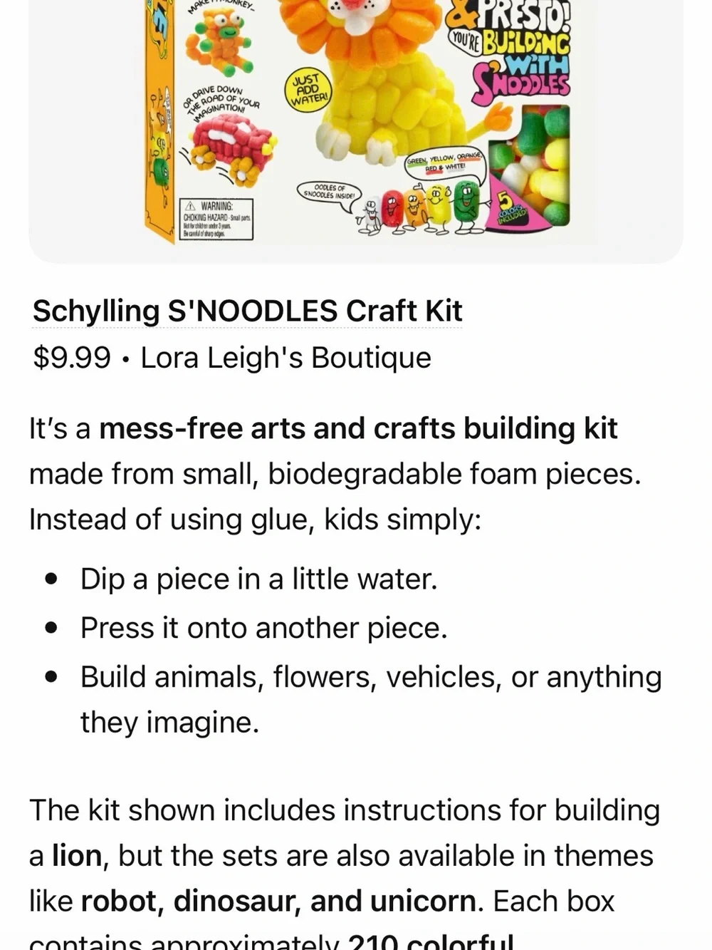 Snoodles Lion Building Set – Yellow & Orange Creative Blocks